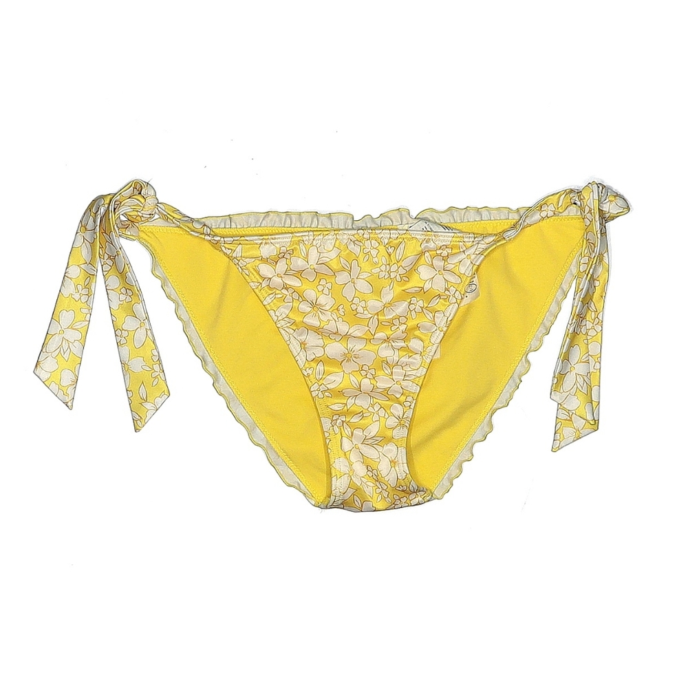 Hollister bikini swimsuit bathing suit bottoms yellow white floral flowers